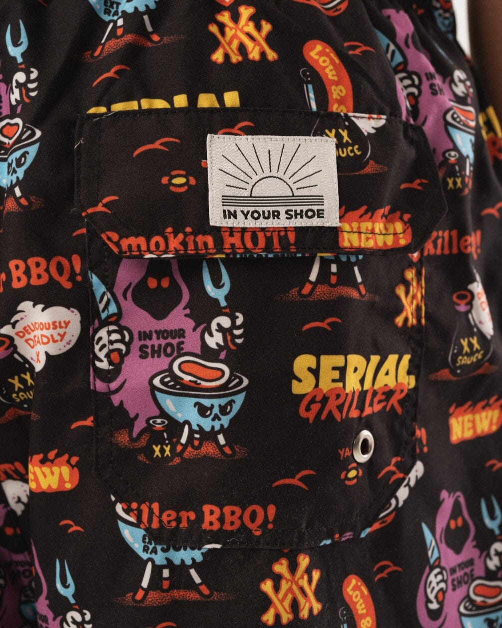 Black Serial Griller Swim Shorts Swim Shorts IN YOUR SHOE