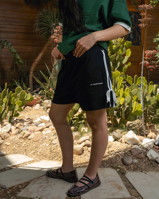 Black Striped Bow Shorts Sworts IN YOUR SHOE S