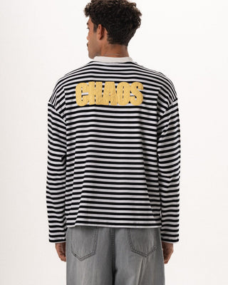 Black Striped Long Sleeve Boxy Tee Boxy Long Sleeves IN YOUR SHOE XL