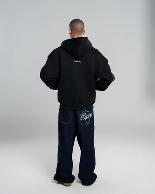 Black Super Heavy Oversized Zip-Up Hoodie Zip Up Hoodies IN YOUR SHOE