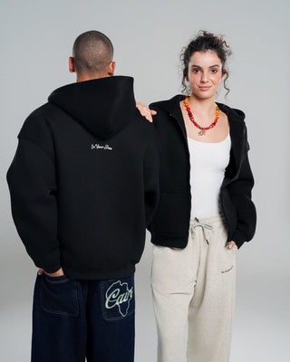 Black Super Heavy Oversized Zip-Up Hoodie Zip Up Hoodies IN YOUR SHOE M