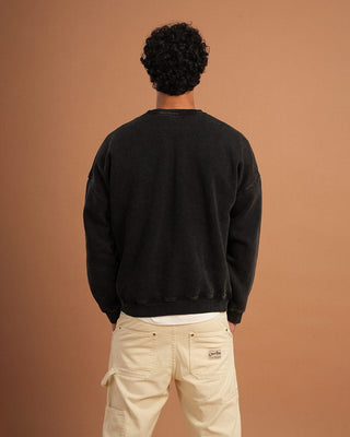 Black Washed Boxy Crewneck Acid Washed Crewnecks IN YOUR SHOE