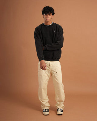 Black Washed Boxy Crewneck Acid Washed Crewnecks IN YOUR SHOE L
