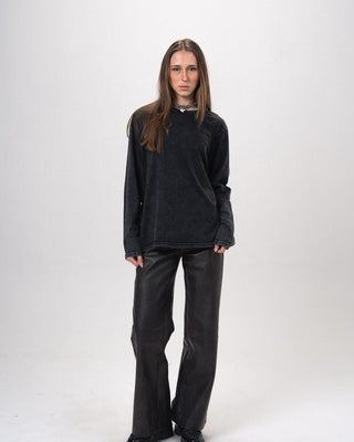 Black Washed Long Sleeves Long Sleeves IN YOUR SHOE M