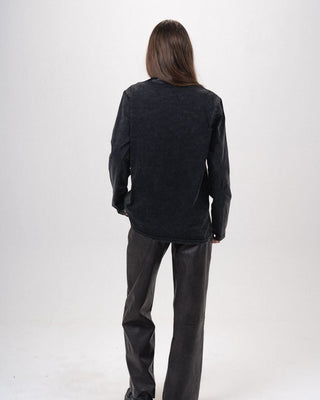 Black Washed Oversized Long Sleeves Long Sleeves IN YOUR SHOE