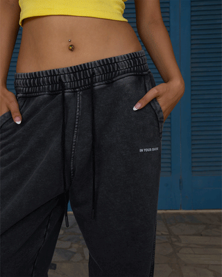 Black Washed Wide Leg Swants Swants IN YOUR SHOE