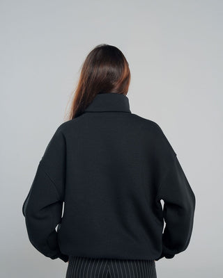 Black Worldwide Oversized Mock Neck Crewnecks IN YOUR SHOE XL