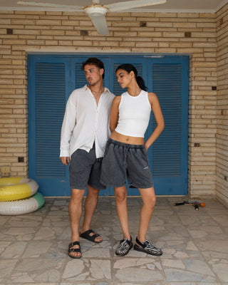 Blackened Pearl Wide-Leg Washed Sworts Sworts IN YOUR SHOE L