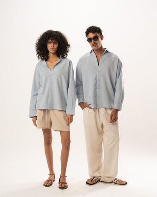 Blue Boyfriend Linen Shirt Boyfriend Shirt IN YOUR SHOE S