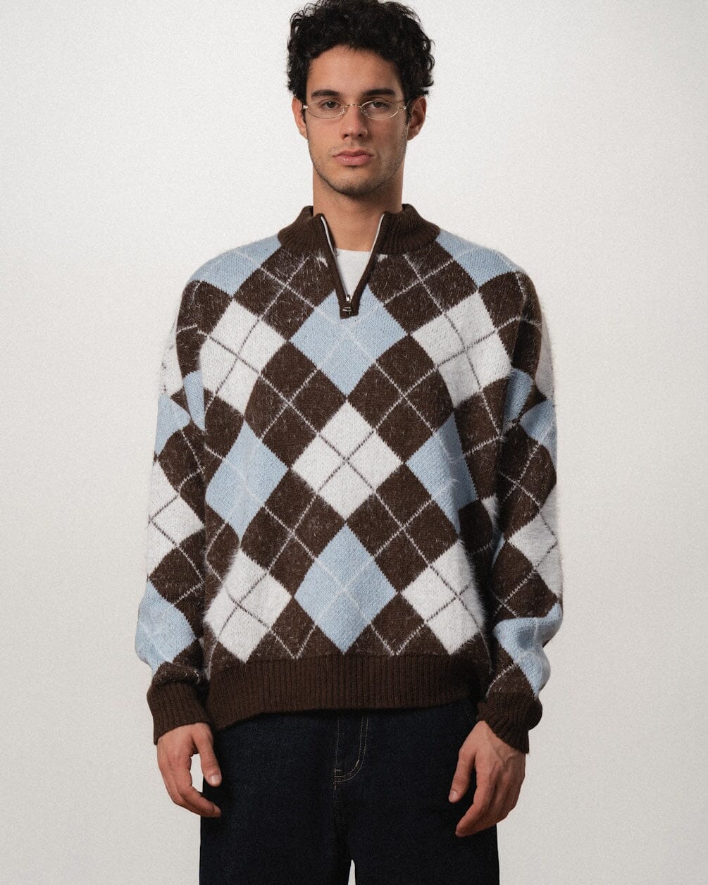 Blue & Brown Boxy Knit Sweater Knit Sweater IN YOUR SHOE