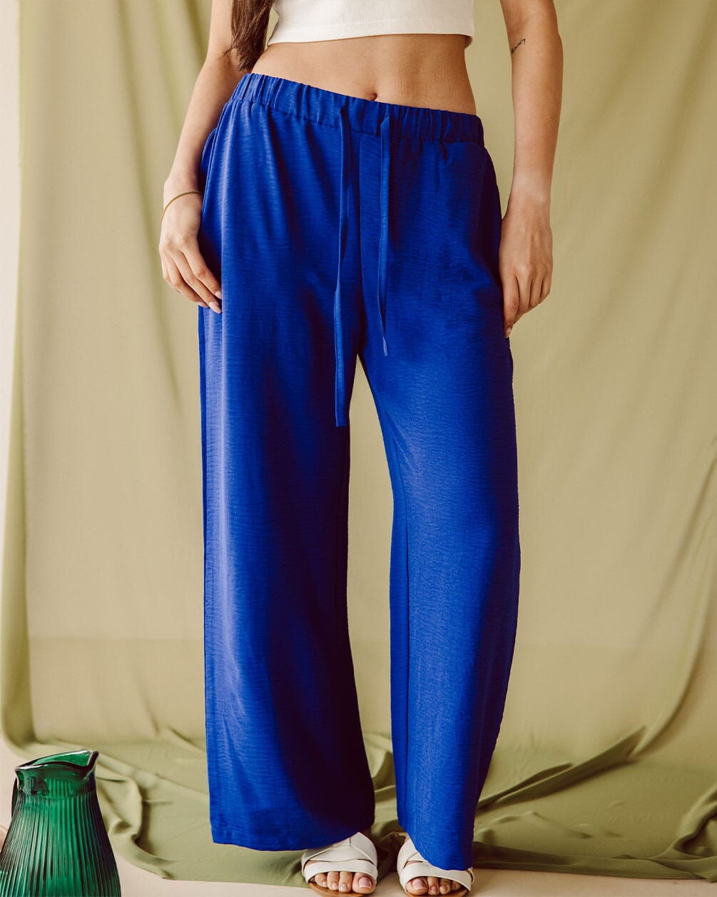 Blue Flowy Pants Flowy Pants IN YOUR SHOE S