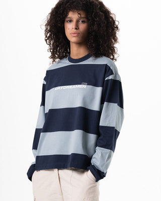 Blue & Navy Striped Daydreamer Boxy Long Sleeves Long Sleeves IN YOUR SHOE L