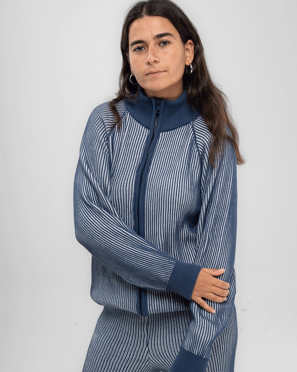 Blue Oversized Knit Jacket Knitwear IN YOUR SHOE