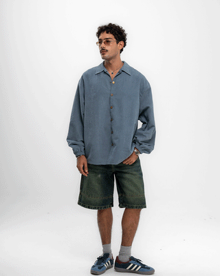 Blue Oversized Textured Windbreaker Windbreaker IN YOUR SHOE