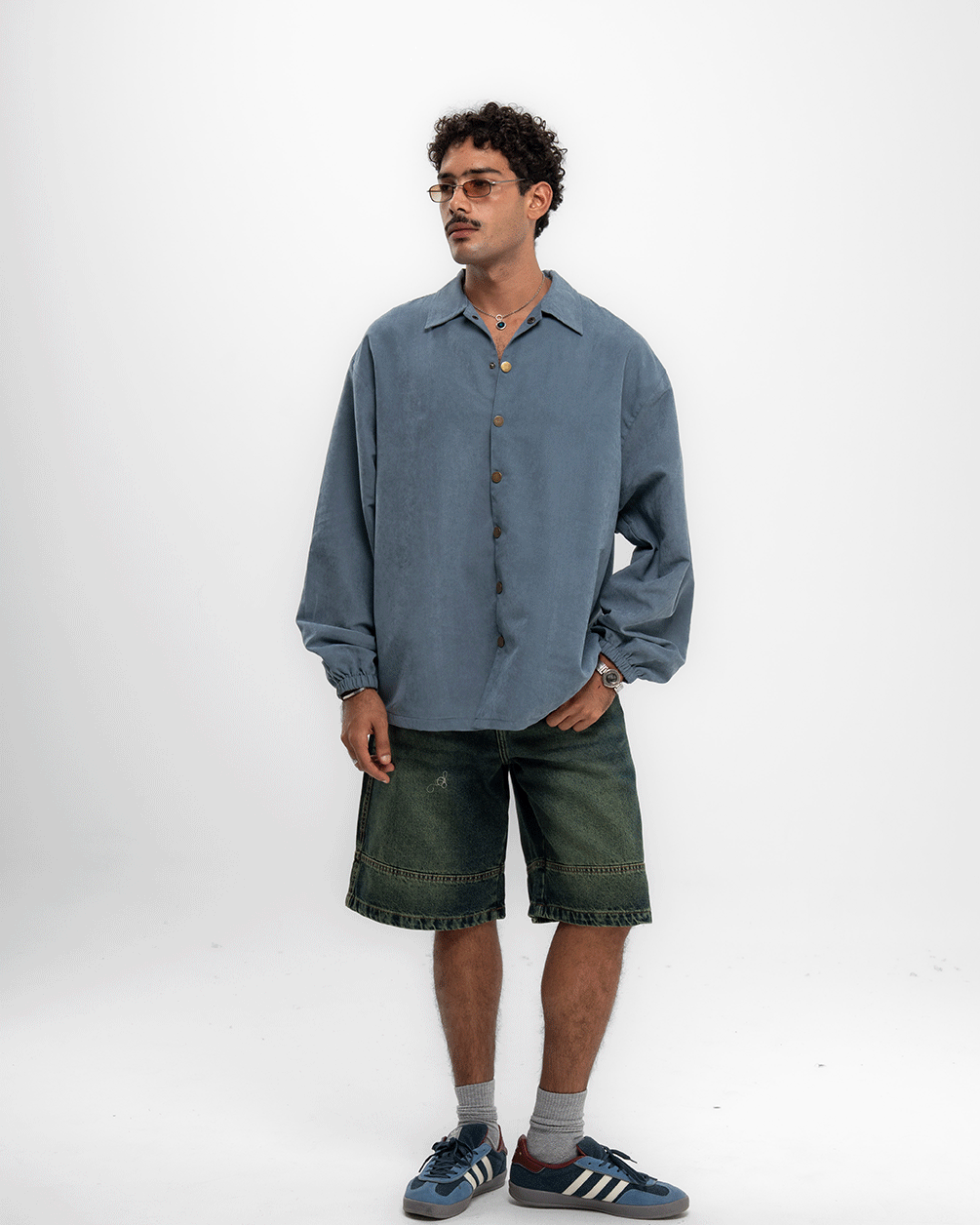 Blue Oversized Textured Windbreaker Windbreaker IN YOUR SHOE