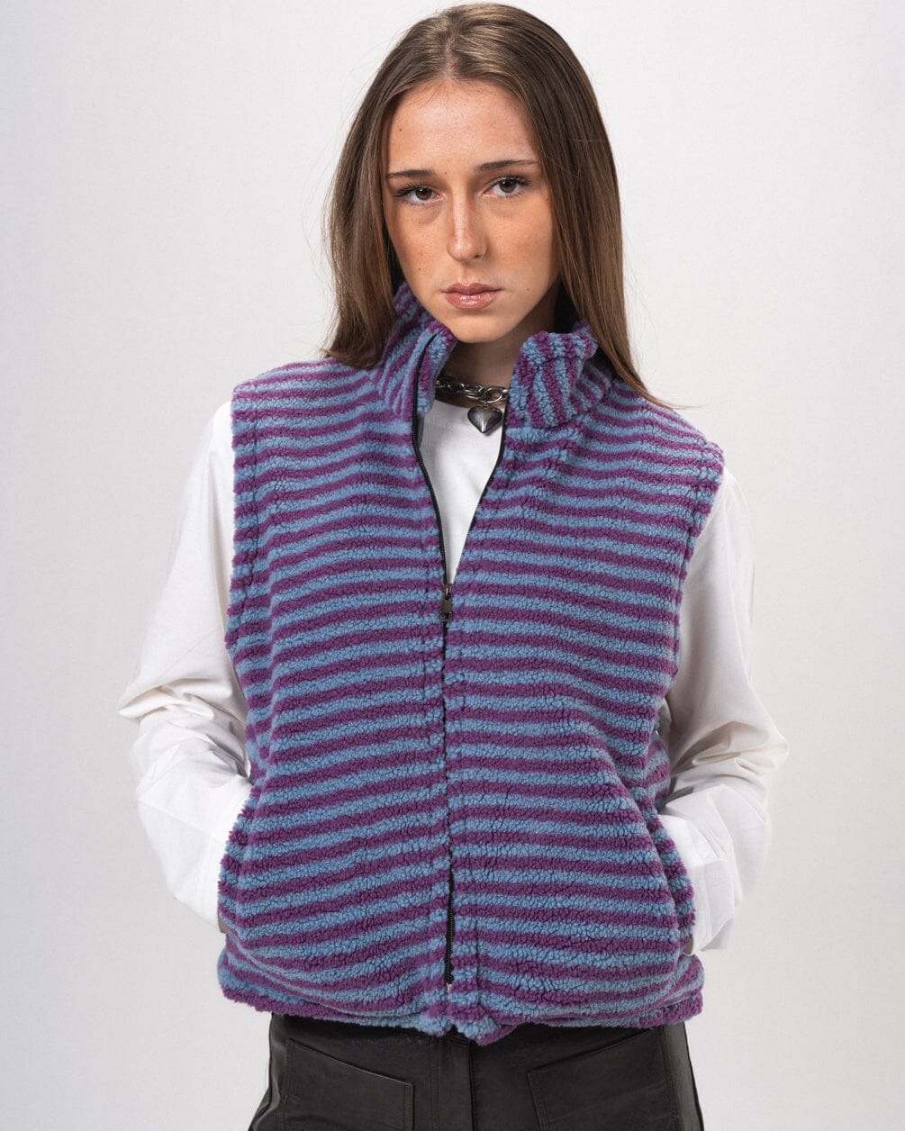 Blue & Purple Regular Fleece Jacket Fleece Jacket IN YOUR SHOE M