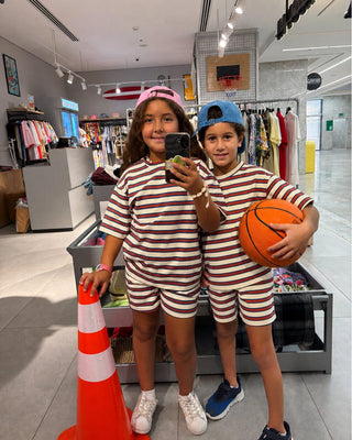 Blue & Red Striped Kids Tee Kids Oversized Tee IN YOUR SHOE 2-3