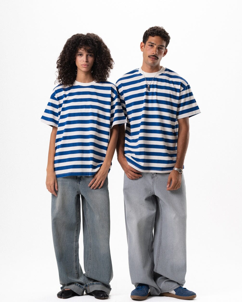 Blue Striped Oversized Tee Striped Oversized Tees IN YOUR SHOE S