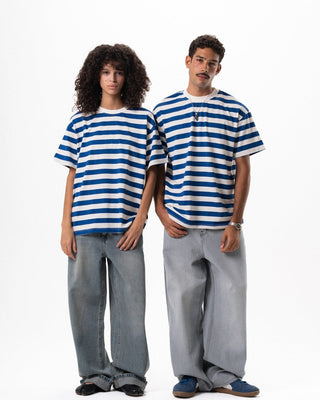 Blue Striped Oversized Tee Striped Oversized Tees IN YOUR SHOE S