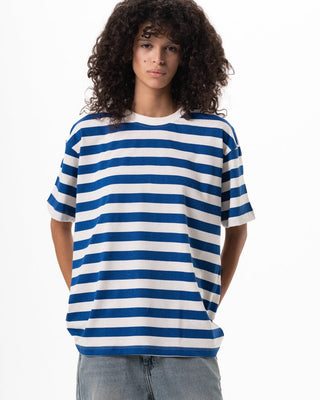Blue Striped Oversized Tee Striped Oversized Tees IN YOUR SHOE M