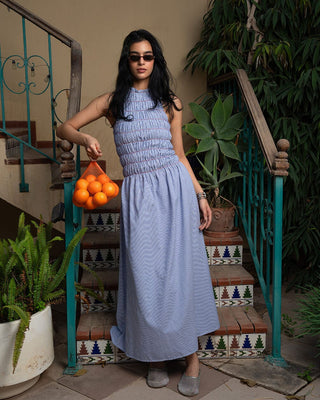 Blue Striped Sleeveless Dress Sleeveless Dress IN YOUR SHOE S