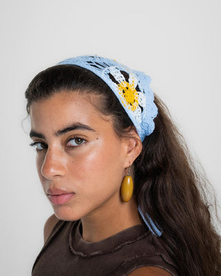 Blue Sunflower Crochet Bandana Bandana IN YOUR SHOE