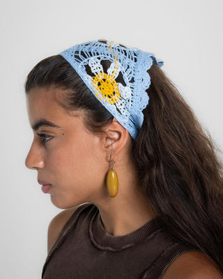 Blue Sunflower Crochet Bandana Bandana IN YOUR SHOE