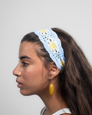 Blue Sunflower Mini Crochet Bandana Bandana IN YOUR SHOE