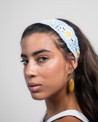 Blue Sunflower Mini Crochet Bandana Bandana IN YOUR SHOE