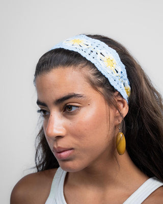 Blue Sunflower Mini Crochet Bandana Bandana IN YOUR SHOE