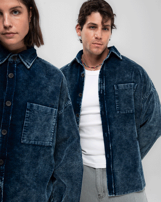 Blue Super Oversized Washed Corduroy Shirt Corduroy Shirts IN YOUR SHOE