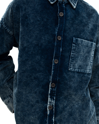 Blue Super Oversized Washed Corduroy Shirt Corduroy Shirts IN YOUR SHOE