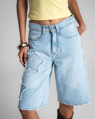 Blue Washed Star Jorts Jorts IN YOUR SHOE 34