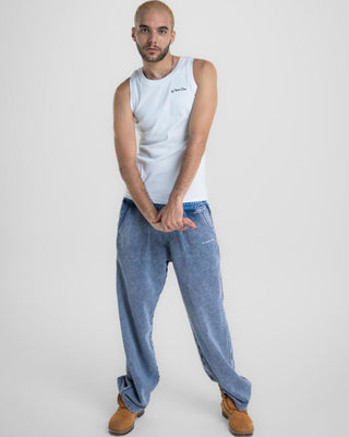 Blue Washed Wide Leg Swants Swants IN YOUR SHOE L