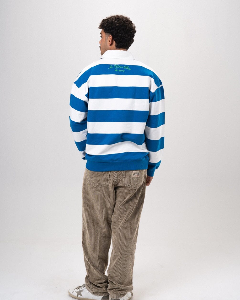Blue & White Striped Statement Oversized Rugby Polo Polo T-Shirts IN YOUR SHOE XL