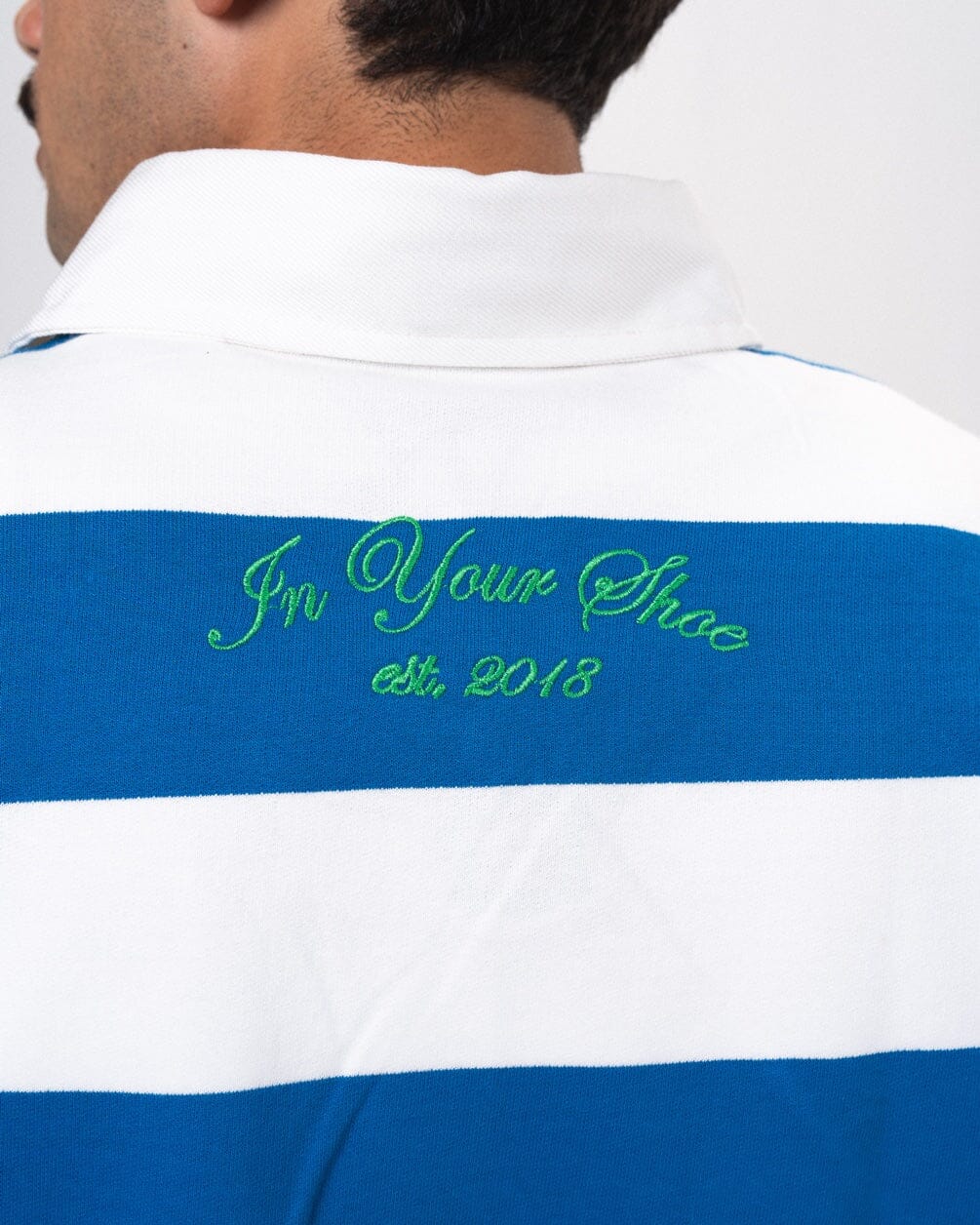 Blue & White Striped Statement Oversized Rugby Polo Polo T-Shirts IN YOUR SHOE