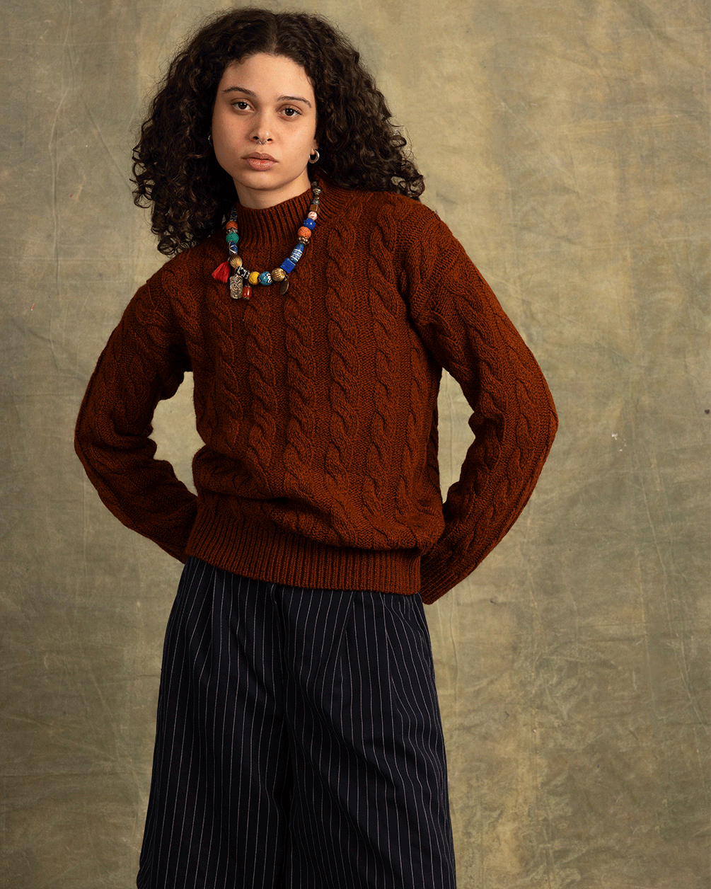 Brick Red Cable Knit Sweater Cable Knit Sweater IN YOUR SHOE S-M