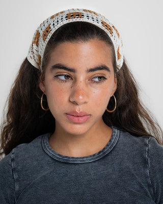 Brown Checks Crochet Bandana Bandana IN YOUR SHOE