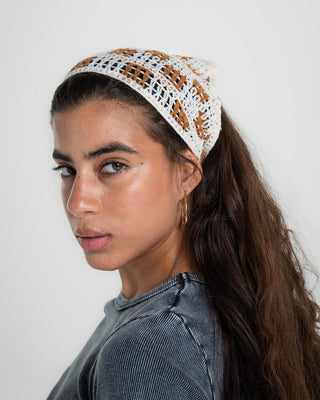 Brown Checks Crochet Bandana Bandana IN YOUR SHOE