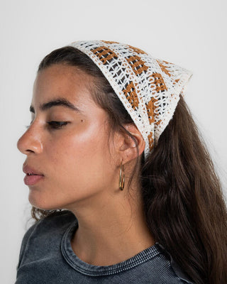Brown Checks Crochet Bandana Bandana IN YOUR SHOE