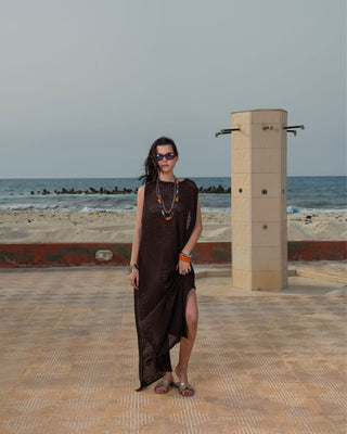 Brown Crochet Fishnet Dress Fishnet Dress IN YOUR SHOE