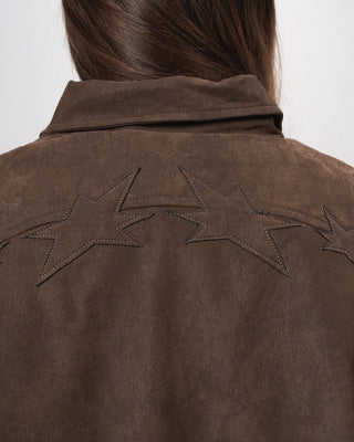 Brown Embroidered Oversized Leather Jacket Leather Jacket IN YOUR SHOE