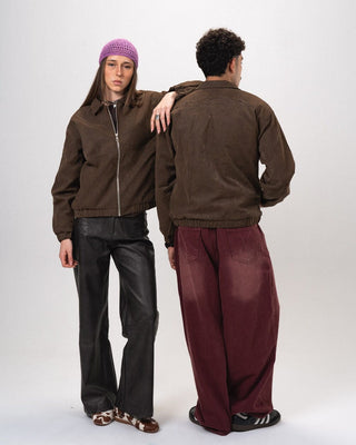 Brown Embroidered Oversized Leather Jacket Leather Jacket IN YOUR SHOE L