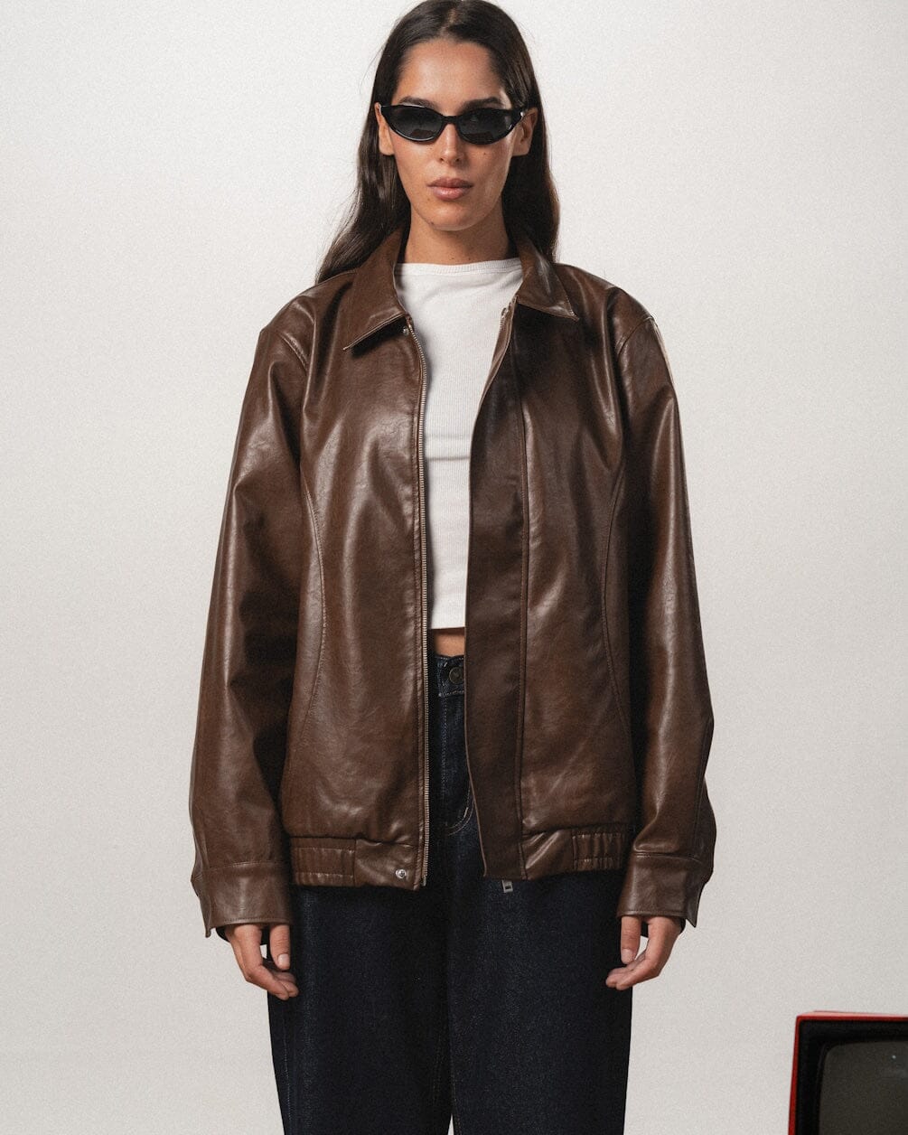 Brown Oversized Leather Jacket Leather Jacket IN YOUR SHOE L