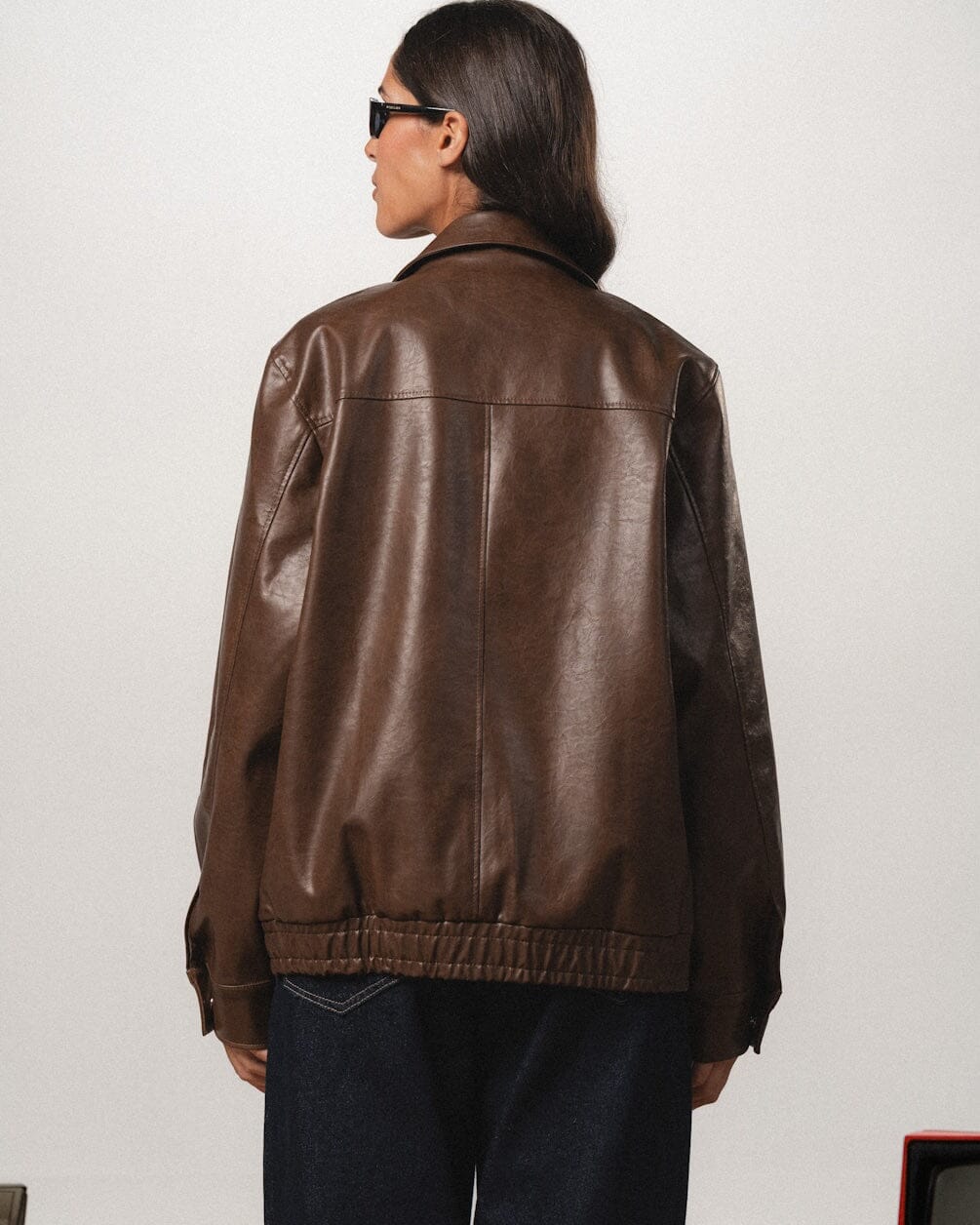 Brown Oversized Leather Jacket Leather Jacket IN YOUR SHOE XL