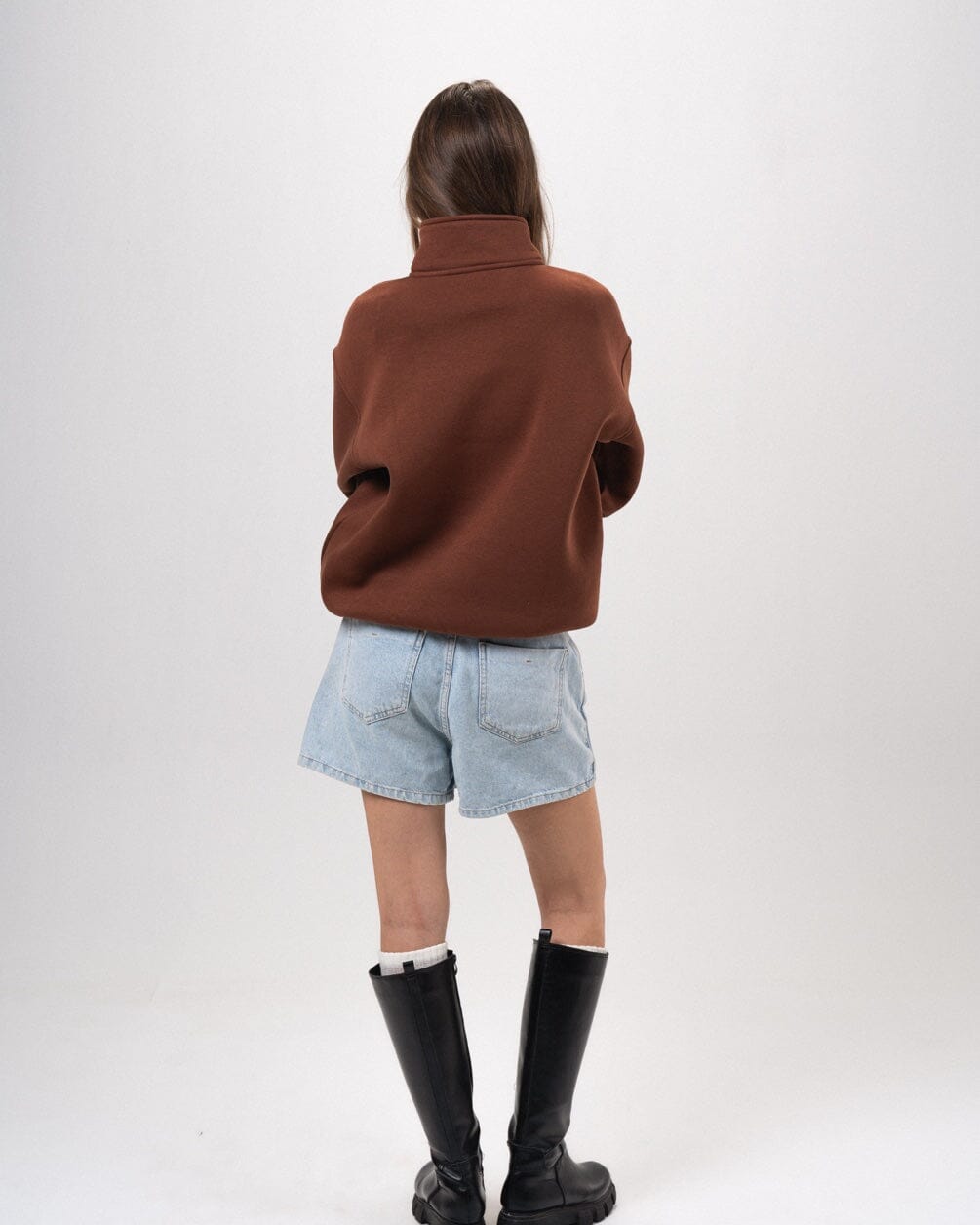 Brown Oversized Quarter Zipper Quarter Zipper IN YOUR SHOE