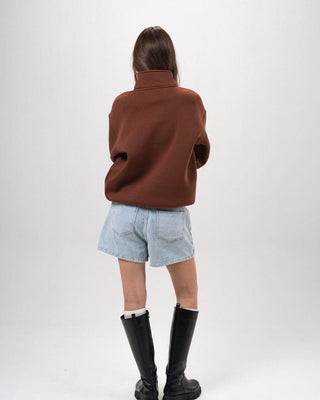 Brown Oversized Quarter Zipper Quarter Zipper IN YOUR SHOE