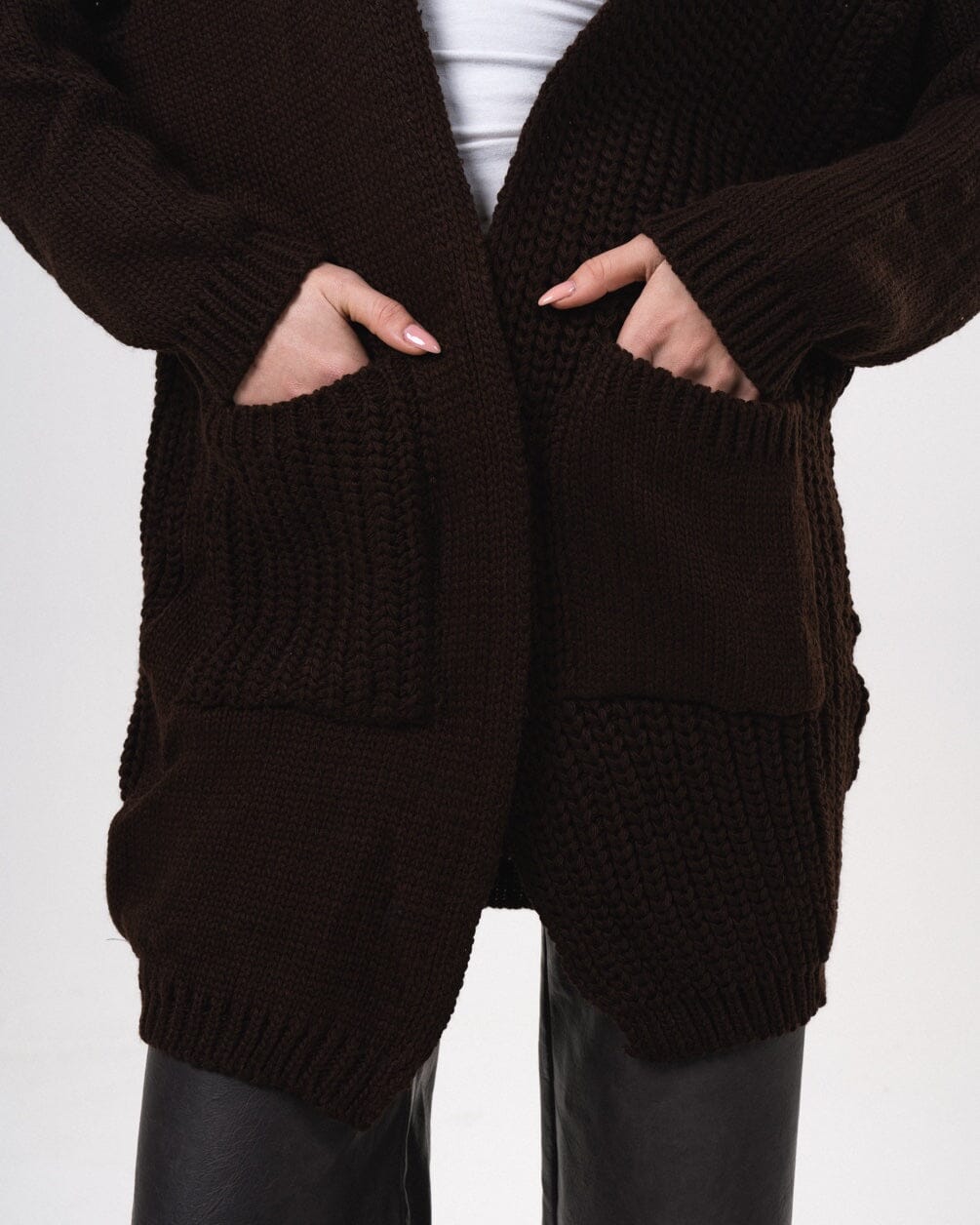Brown Oversized Sleeves Cardigan Cardigans IN YOUR SHOE