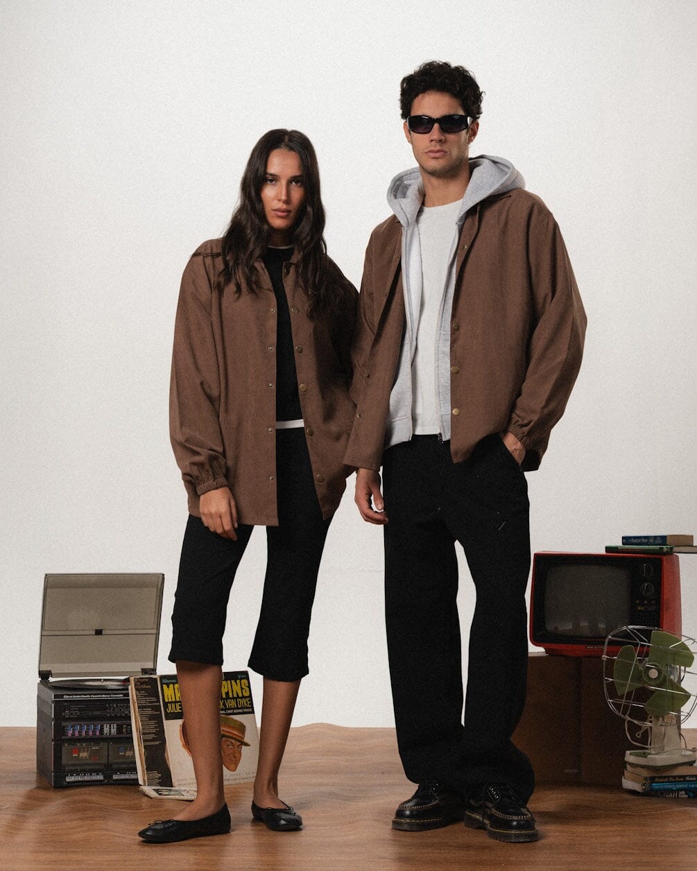 Brown Oversized Textured Windbreaker Windbreaker IN YOUR SHOE S