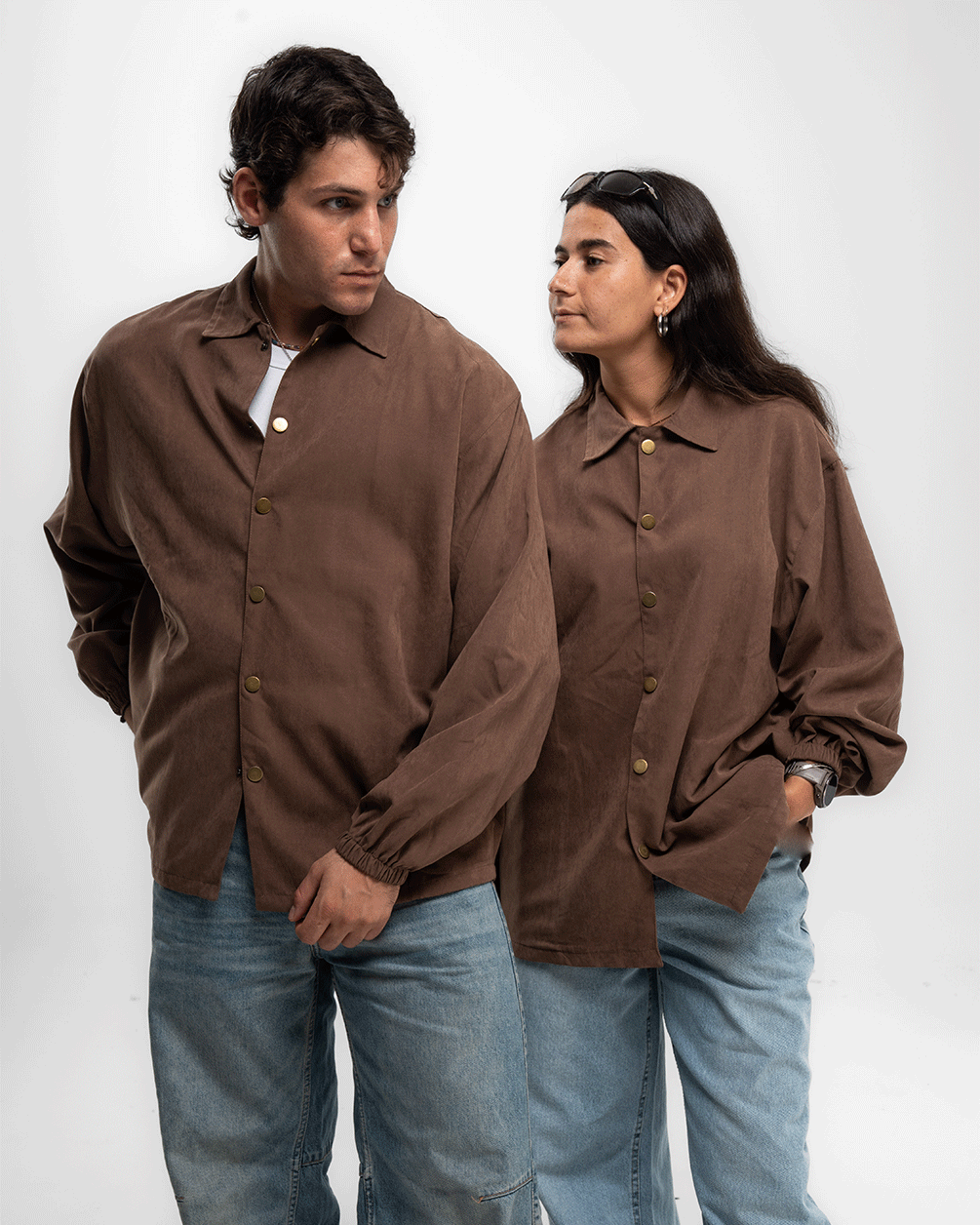 Brown Oversized Textured Windbreaker Windbreaker IN YOUR SHOE S